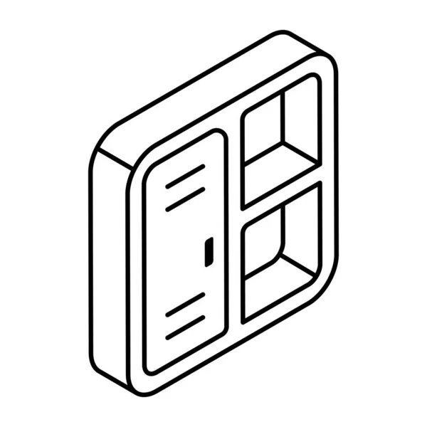 Ikon Bokhylla Linjär Isometrisk Design Tillgänglig För Omedelbar Nedladdning — Stock vektor