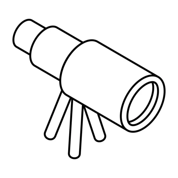 Иконка Инструмента Космических Исследований Линейная Конструкция Телескопа — стоковый вектор