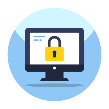 Kilitli sistemin düz tasarım simgesi 