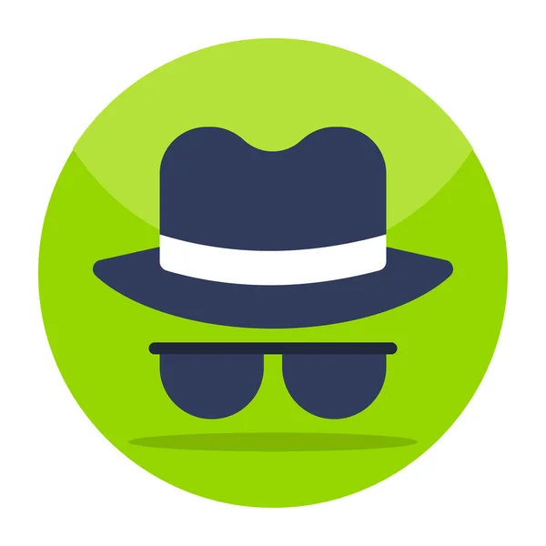 Hat Glasses Icon Spy — Stock Vector