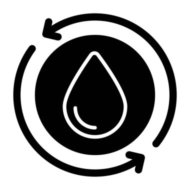 Conceptual solid design icon of water recycling 