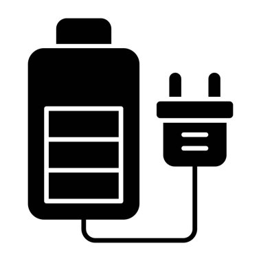 Glyph design icon of electric battery