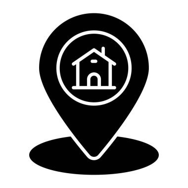 House with pointer, icon of home location 