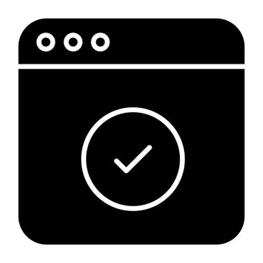 Conceptual solid design icon of verified website 