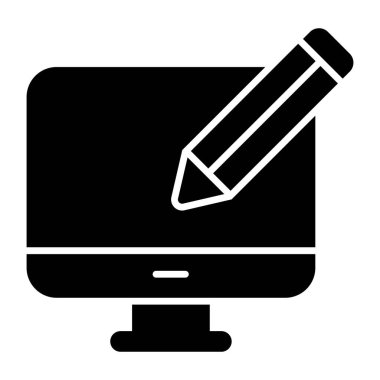 Conceptual solid design icon of online writing 