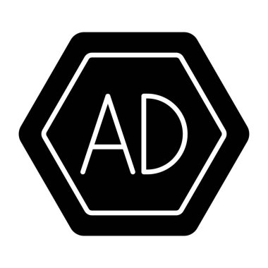 Conceptual solid design icon of ad sign 
