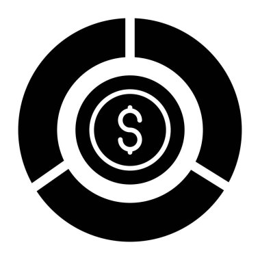 A glyph design icon of financial chart 