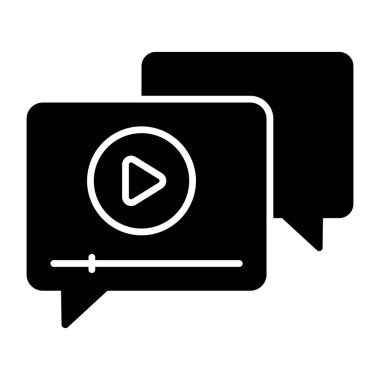 Conceptual solid design icon of video message 