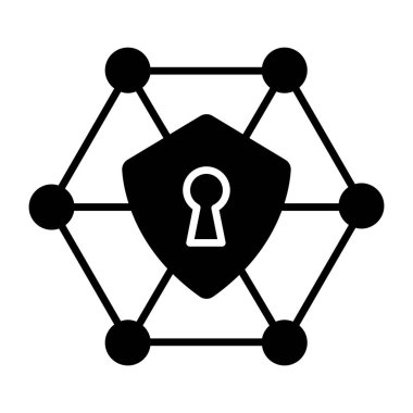 A glyph design icon of network security 