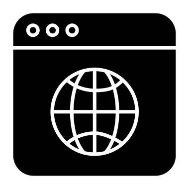 Solid design icon of web browser 