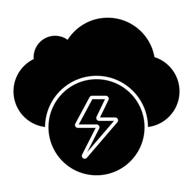A solid design icon of cloud power 