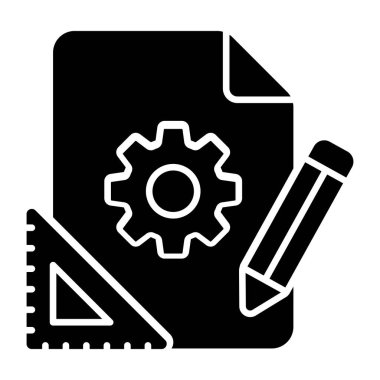 Solid design icon of drafting management 