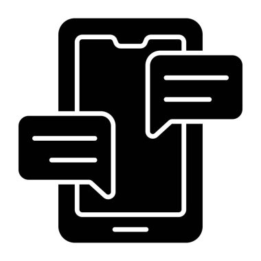 Glyph design icon of mobile chatting 