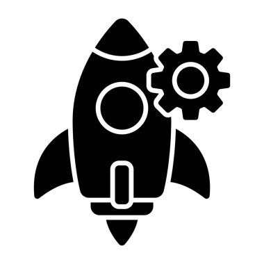 A solid design icon of startup management 