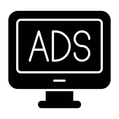 Filled design icon of online ads