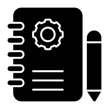 Glyph design icon of notebook 