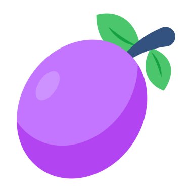 A flat design icon of plum 