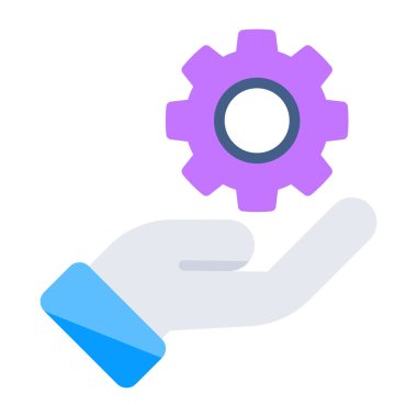 Gear on hand, icon of support 