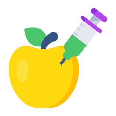 Editable design icon of injecting apple 