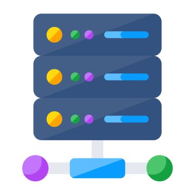 Conceptual flat design icon of network server 