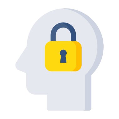 Locked inside brain, icon of secure mind