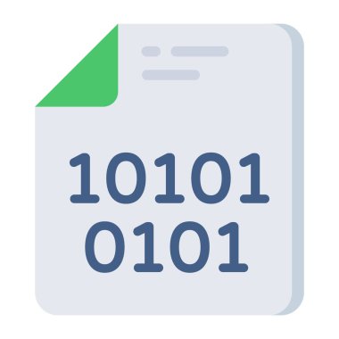 Conceptual flat design icon of binary data file