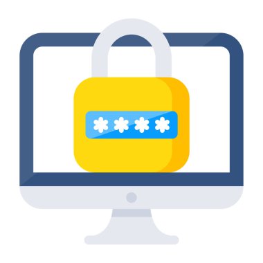 Kilitli sistemin düz tasarım simgesi  