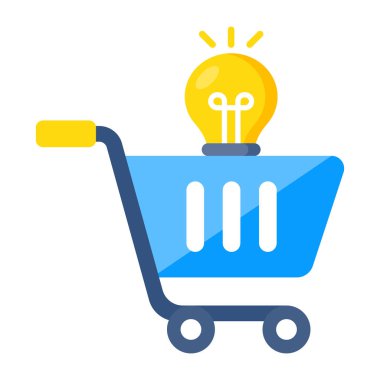 Light bulb with handcart, icon of creative shopping 