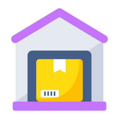 Flat design icon of warehouse