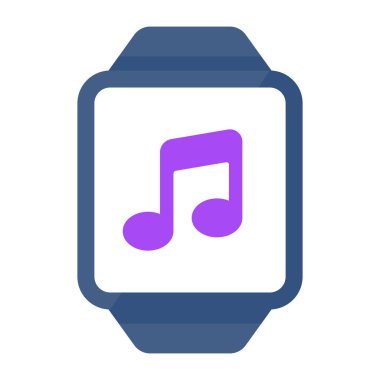 Flat design icon of smartwatch music 