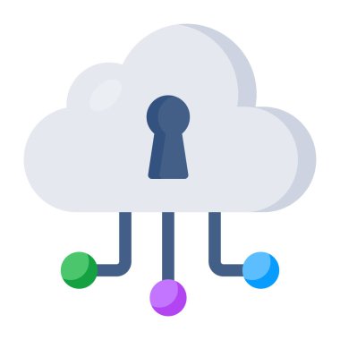 Bulut güvenliğinin kavramsal düz tasarım simgesi