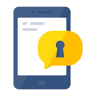 Conceptual flat design icon of mobile encrypted message