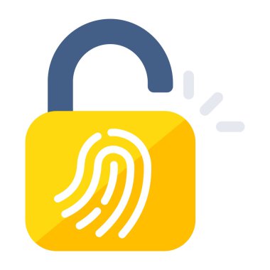Flat design icon of fingerprint lock 