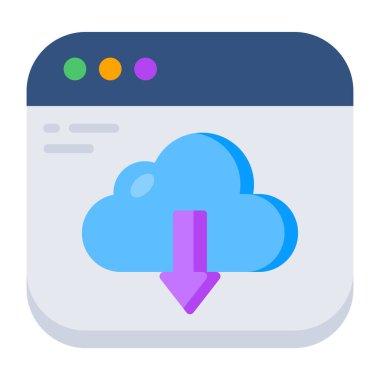 Conceptual flat design icon of cloud download