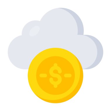 Cloud with dollar coin depicting concept of cloud money 