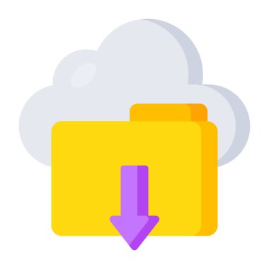 An icon design of cloud folder download 