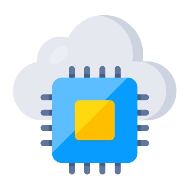 Conceptual flat design icon of cloud chip