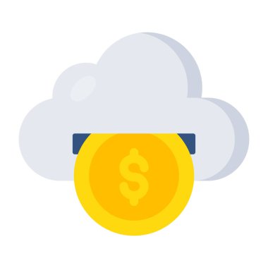 Cloud with dollar coin depicting concept of cloud money 