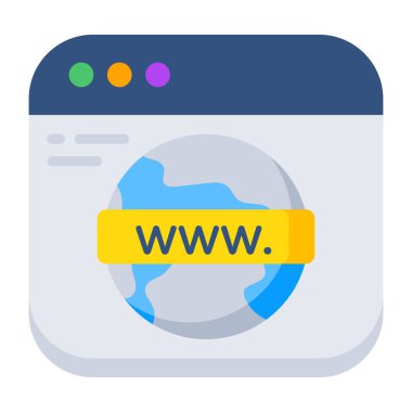 Icon of web browser in flat design