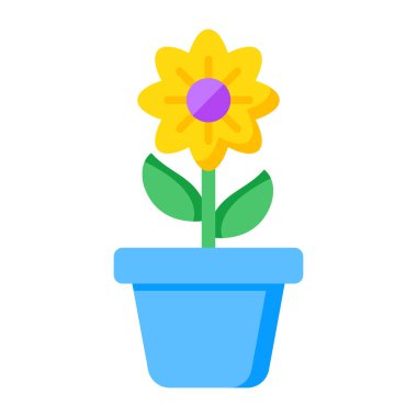 Conceptualizing flat design icon of flowerpot 