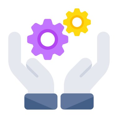 Gears inside hands, icon of service 