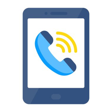 A colored design icon of mobile incoming call