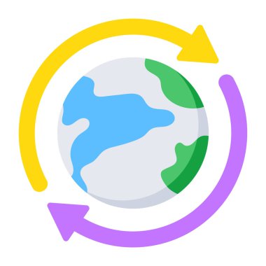 Conceptual flat design icon of global recycling 