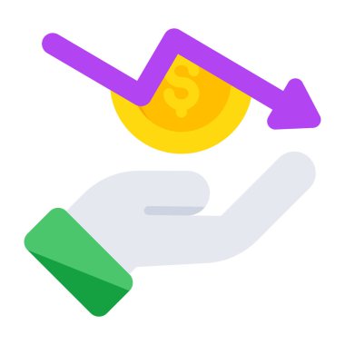 An editable design icon of financial loss chart 