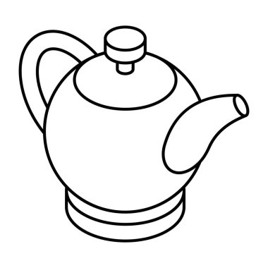 A flat design icon of traditional teapot