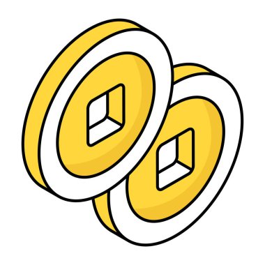 Modern design icon of chinese coins