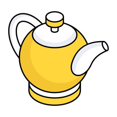 A flat design icon of traditional teapot