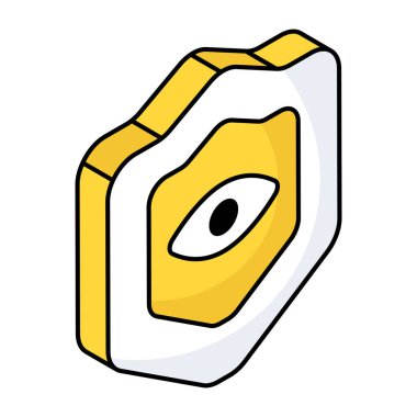Eye inside shield, icon of security monitoring 