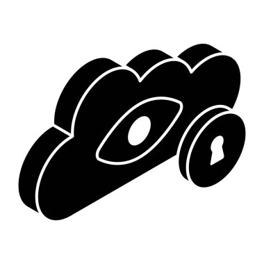 Bulut güvenliğinin kavramsal düz tasarım simgesi