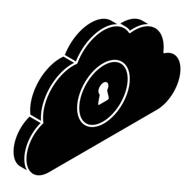 Bulut güvenliğinin kavramsal düz tasarım simgesi